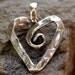 Handcrafted Artisan RIBBON HEART w CURLY Q Sterling Silver Pendant