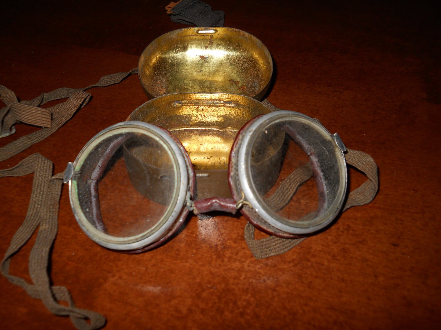 Vintage Antique Motorcycle Pilot Glasses Goggles