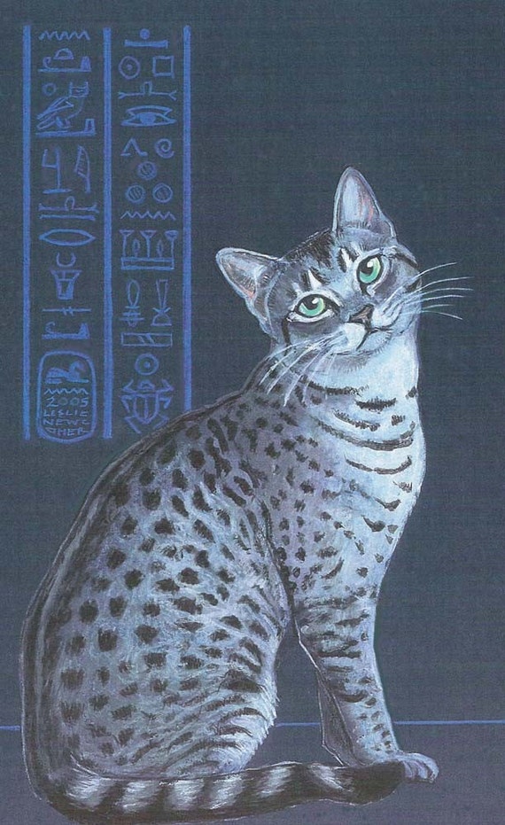 Download Silver Egyptian Mau print of an original cat painting