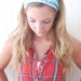 Cotton headband, reversible headscarf ( lime green and aqua )