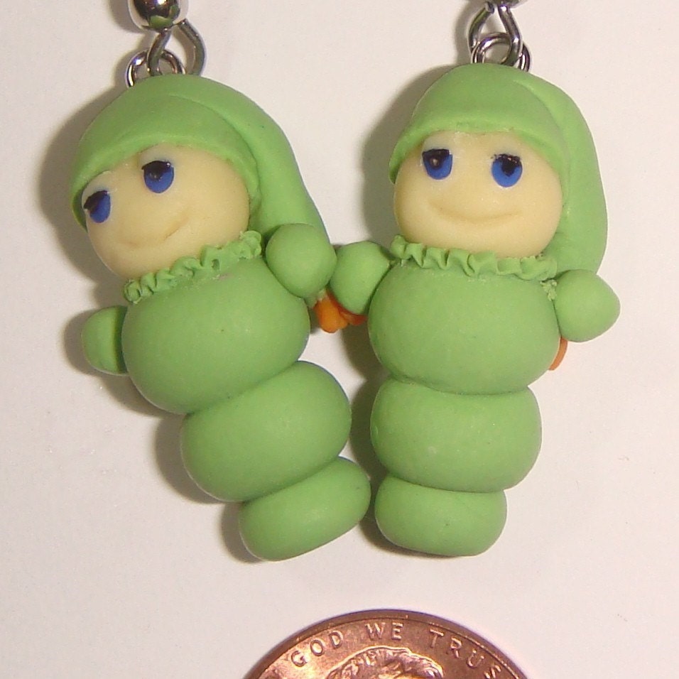 Glo worm Glowworm Earrings miniature toy game original