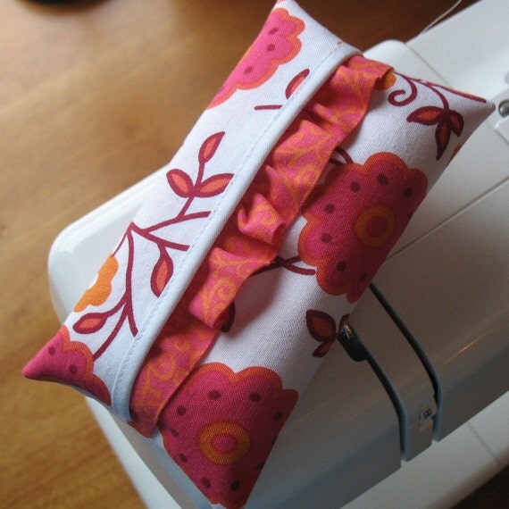 Pink and Orange Ruffle Tissue Holder by SLochetDesigns on Etsy