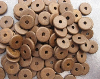 10 Antique Brass 13mm Round Washer - Mykonos Greek Ceramic Beads