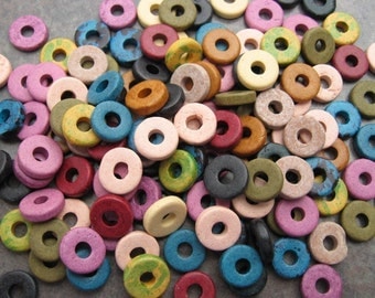 25 Greek Ceramic Beads - Earthy Assortment - 8mm Round Disks