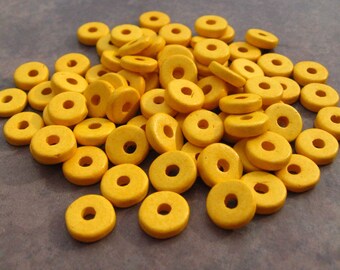 25 Banana Yellow Greek Ceramic Beads - 8mm Round Beads