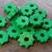 10 BRIGHT GREEN Mykonos Greek Ceramic Beads Tiny Gear Beads