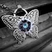 ClockWork Flutter - Silver, 3D Butterfly Necklace with a Jewel