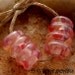 ROSE PETALS SPIRAL Tube Beads - Set of 2 Handmade Lampwork Spiral Beads