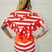 RESERVED for Nastassja SparkleDuck. French Carnival Chic Hip Scarf, Shawl. orange and white stripes, polka dots ruffles.