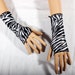 Zebra Thumb Hole Arm Warmers black white fingerless gloves lightweight Gothic Lolita Heavy Metal Rocker Sleeves