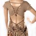 Playa Braided TShirt, brown stripe comfortable fun Open Back Shredded striped cotton Destroy Top Eco Upcycle Repurpose steampunk festivals
