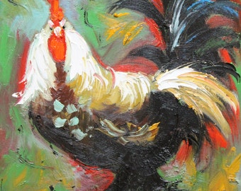 Rooster 479 10x10inch Print of oil painting by Roz