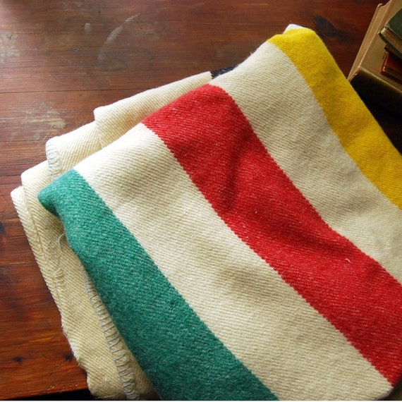 Vintage 4 Point Wool Trapper Blanket by Early's Whitney
