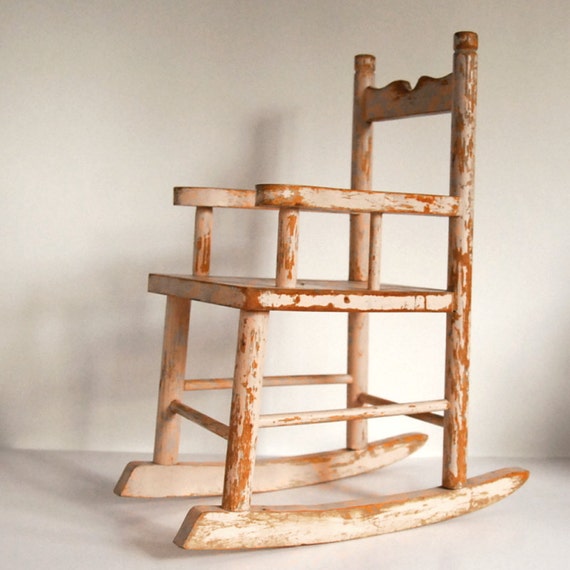Vintage Doll Rocking Chair Toy Wood Miniature Furniture Shabby