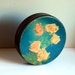 Vintage Tin Box Teal Candy Tin with Roses Cottage Chic Decor Storage