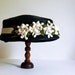 Vintage Hat Black Straw Cloche with Flowers