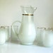 Vintage Pitcher, Blendo White Satin Frosted Pitcher with Glasses Retro Barware / Juice Set