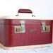 Reserved for Annabella -- Vintage Luggage Train Case Burgundy Red Horn Pennantone Rice Stix Suitcase