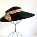 Vintage Hat Straw Sun Hat Linda Farrell Black Cellophane Cello Straw