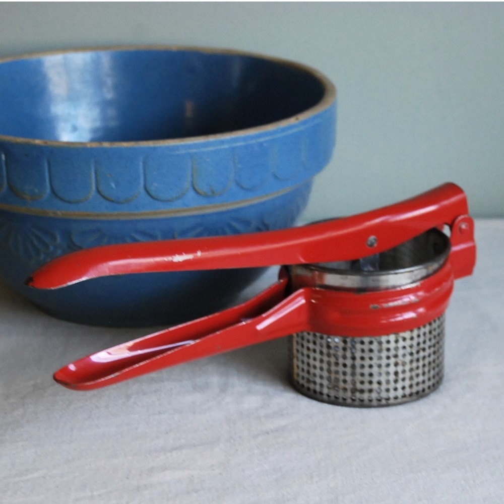 Vintage Red Handled Potato Ricer or Masher