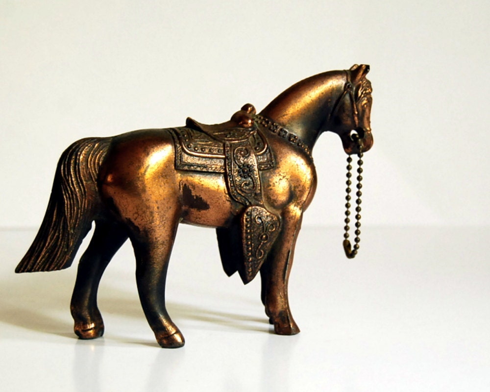 Vintage Horse Figurine Copper Carnival Prize Toy Collectibles