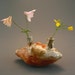 Ikebana Vase, wood-fired stoneware w/ crawling shino and natural ash glazes