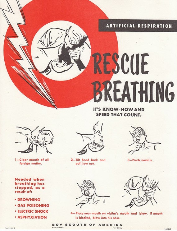 RESERVED FOR STEVEN Vintage Boy Scouts Safety Poster CPR