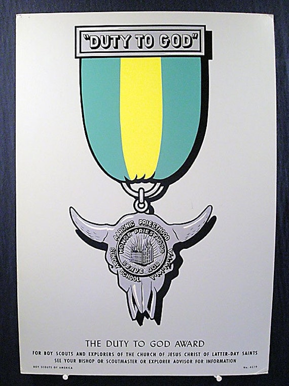 Vintage Poster Boy Scouts Religious Medal Church Of Jesus