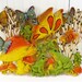 Vintage Homco Large Plastic Wall Hanging Plaque Mushrooms Butterflies Frogs