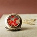 October Curtain Call - Red Autumn Leaves Photo Locket Necklace