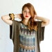 Zig Zag Tee - Rayon Slinky knit with Zig Zag sheer Chiffon - Size S