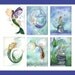 Six MERMAID NOTE CARDS From Original Watercolor by Camille Grimshaw