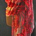 Red Silk Velvet Burnout Shawl
