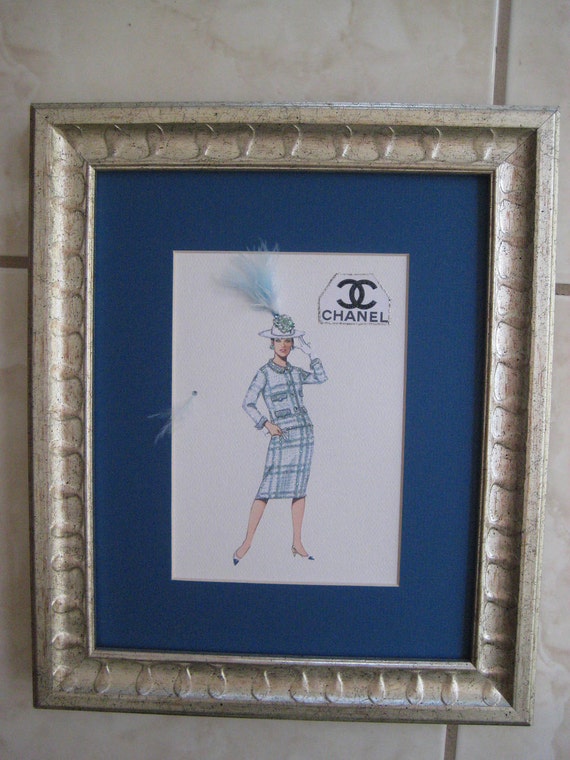 Items similar to 1964 fashion illustration Coco Chanel 