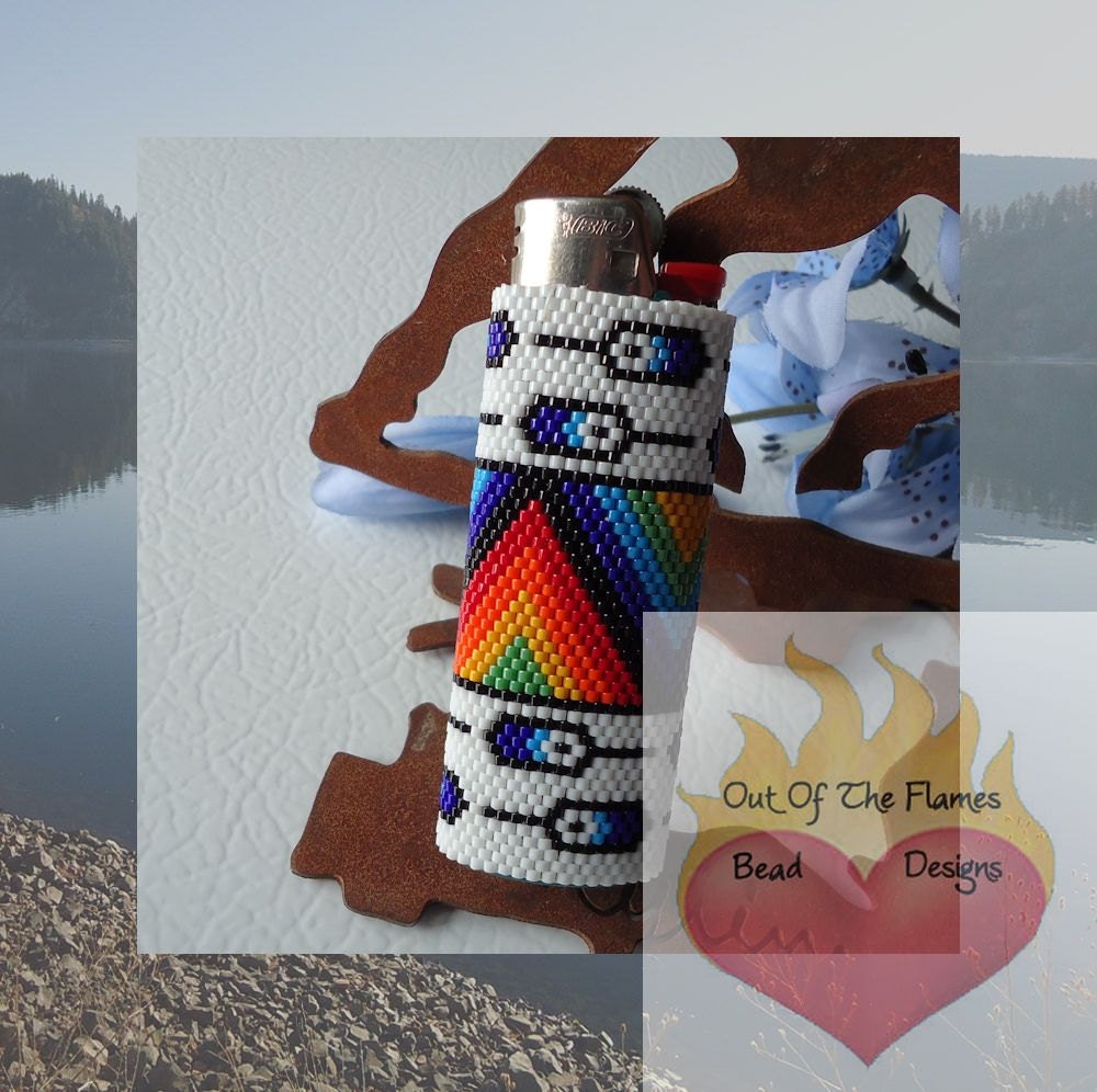 Beaded Lighter CoverColor Feather by Outoftheflames on Etsy