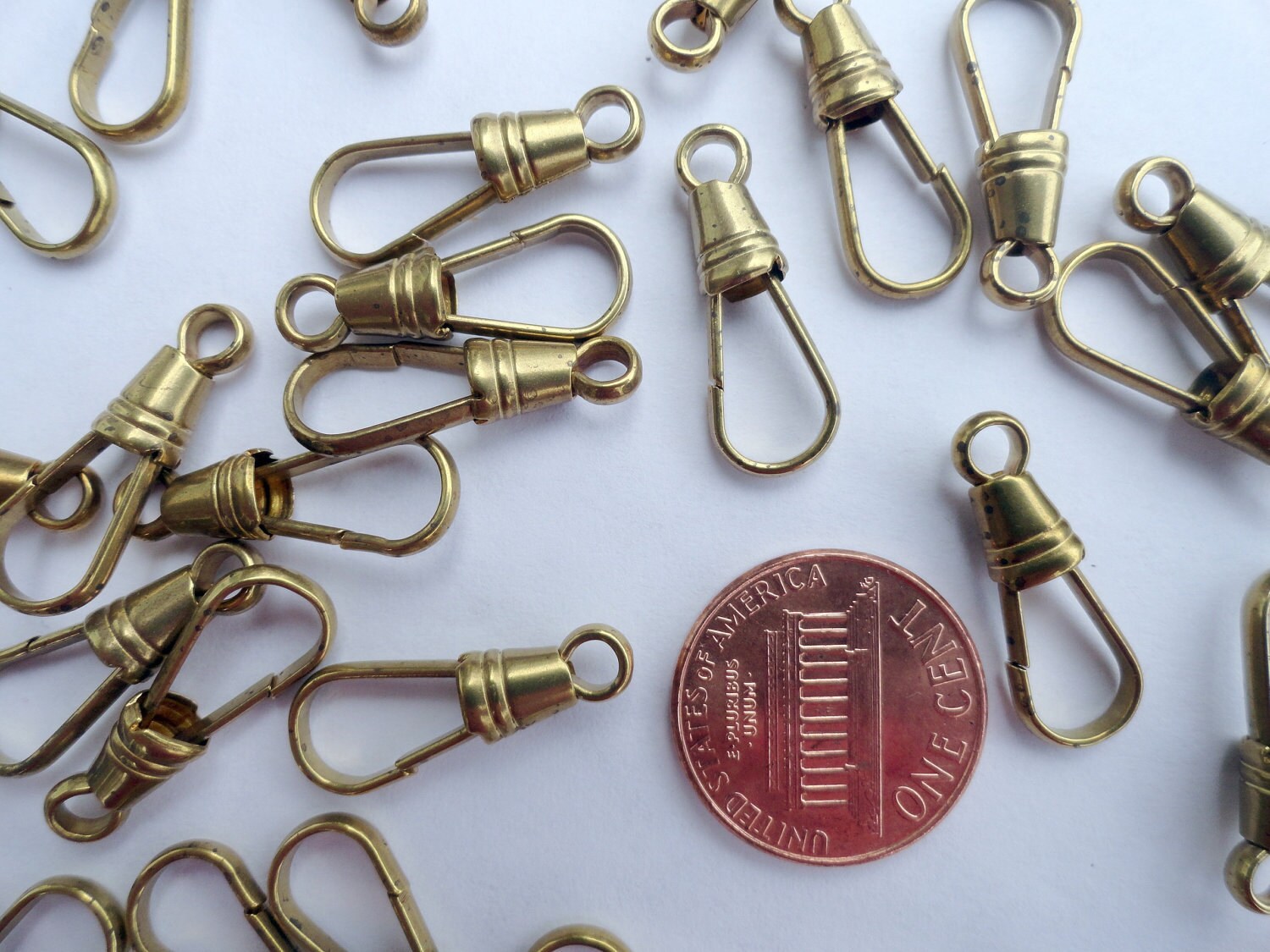 50 Vintage Brass Lanyard Hooks Key Chain Clips
