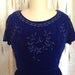 Blue Velvet Beaded 1960s Wiggle Dress