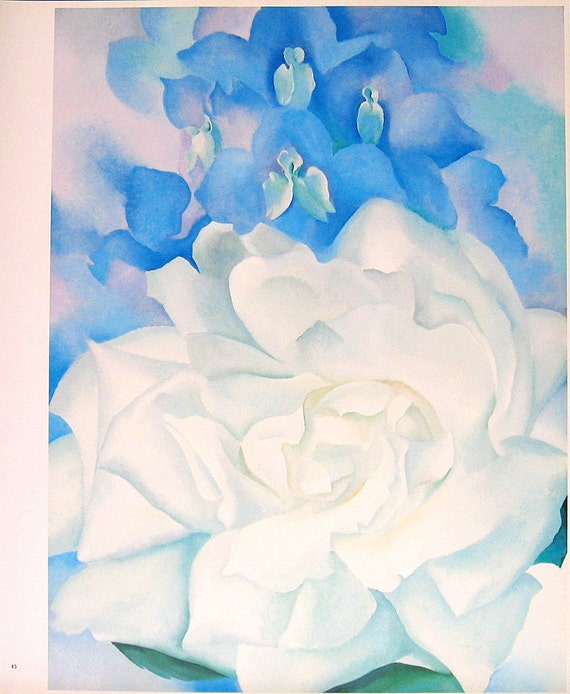 White Rose with Larkspur Number 2 Georgia O'Keeffe Vintage