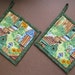 Outhouse on Green Potholders - Two Holders SALE