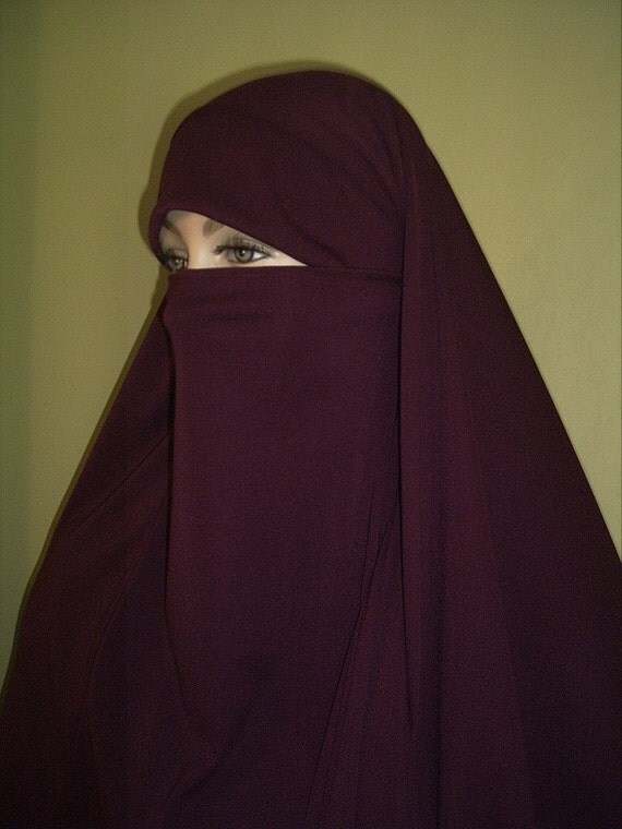 Pak Chador khimar with attached niqab maroon