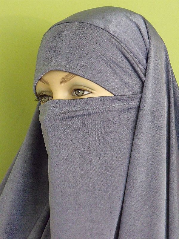 Pak Chador with attached Niqab in Silvery Blue by hijabi on Etsy