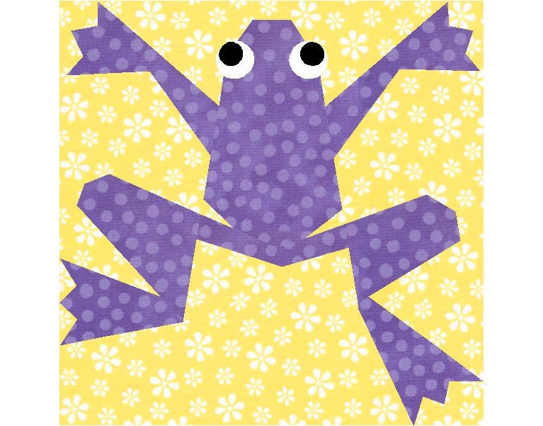 Download Kiriki the Frog paper piecing quilt block pattern PDF