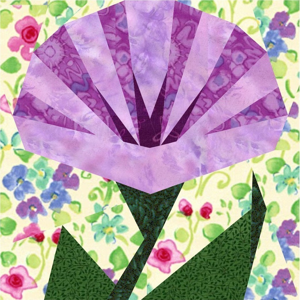 Paper Pieced Morning Glory Block Pattern PDF Format