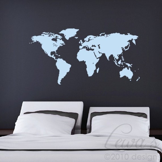 World Map Large Vinyl Wall Decal 9032