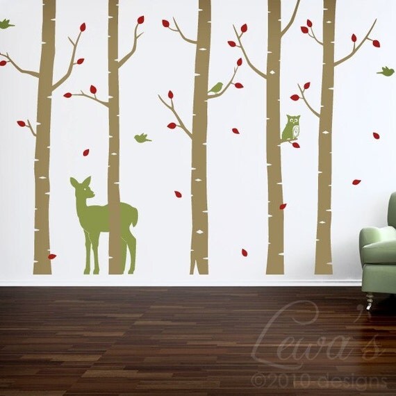 Birch Woodland Forest Wall Decal Set 102 in.
