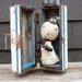 Primitive Snowman Doll with Pet Crow and Ice Box Display - Holiday Christmas Folk Steampunk Art Decor