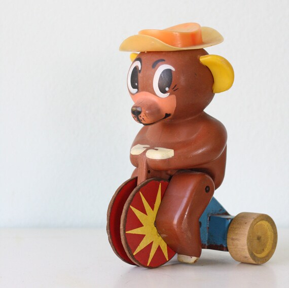 Vintage Toy Bear on Tricycle by bellalulu on Etsy