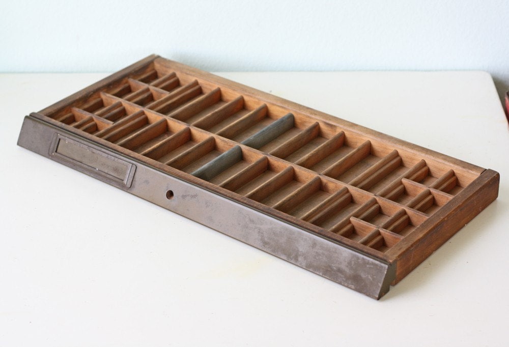 Vintage Wooden Printer's Tray