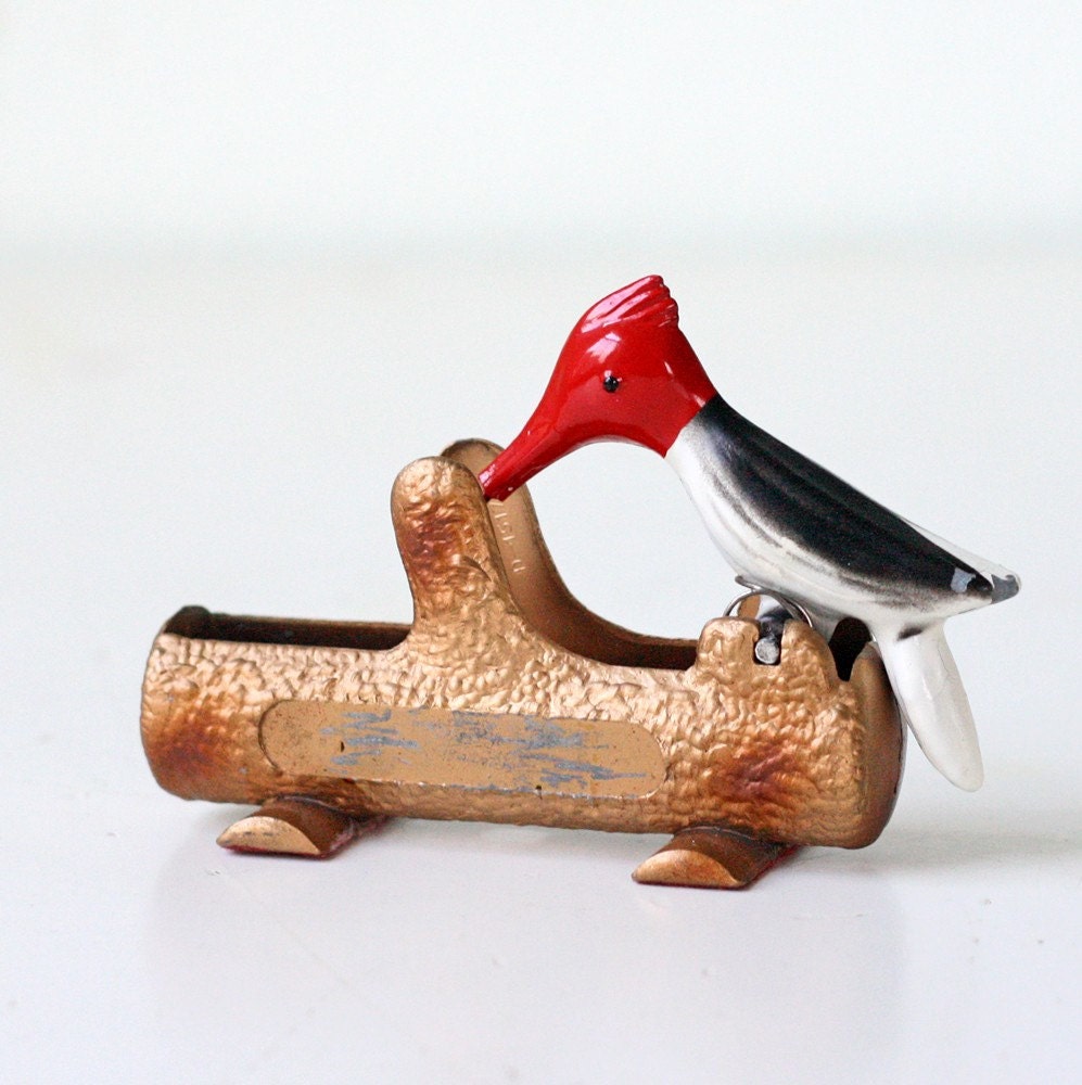 Vintage Woodpecker Toothpick Dispenser
