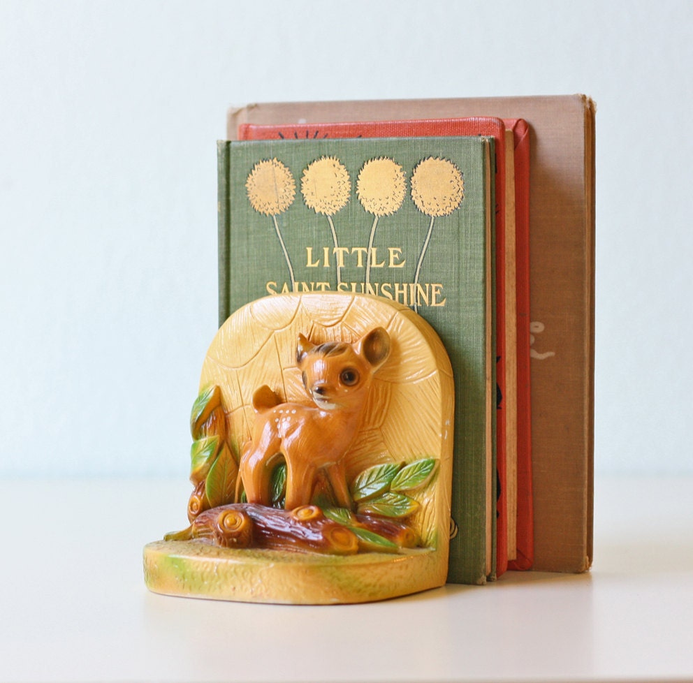 Vintage Deer Chalkware Bookend